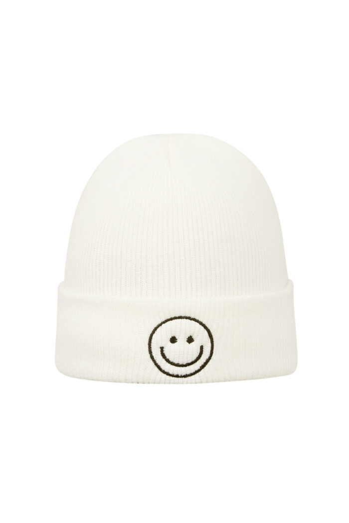 Witte beanie met smile - Image 2