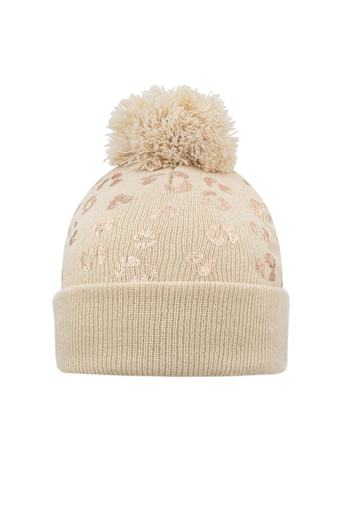 Muts tijgerprint pompom - beige - Image 2