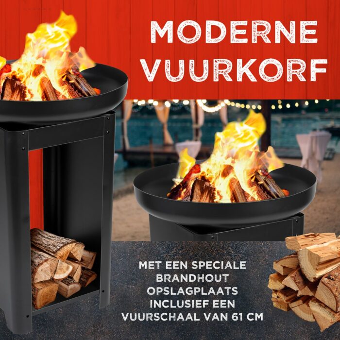 BBQ Collection Vuurkorf 3-in-1 - Teppanyaki Grillplaat - Terrashaard - ⌀61x90cm - Zwart - Image 6