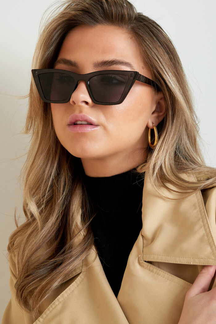 Eenkleurige cat eye zonnebril - zwart