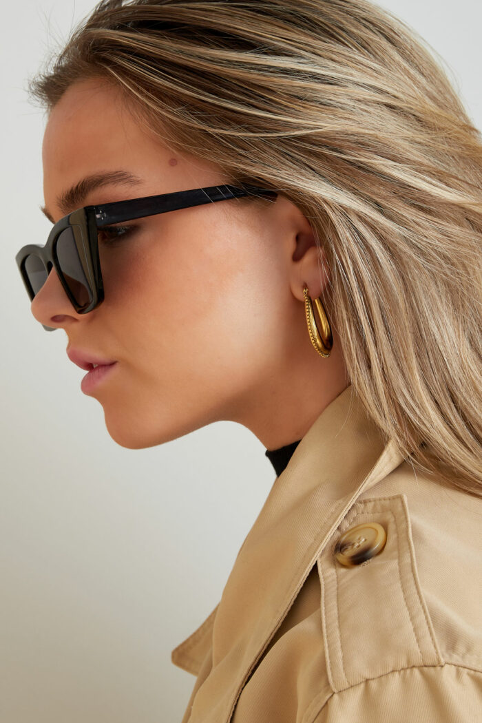 Eenkleurige cat eye zonnebril - zwart - Afbeelding 3