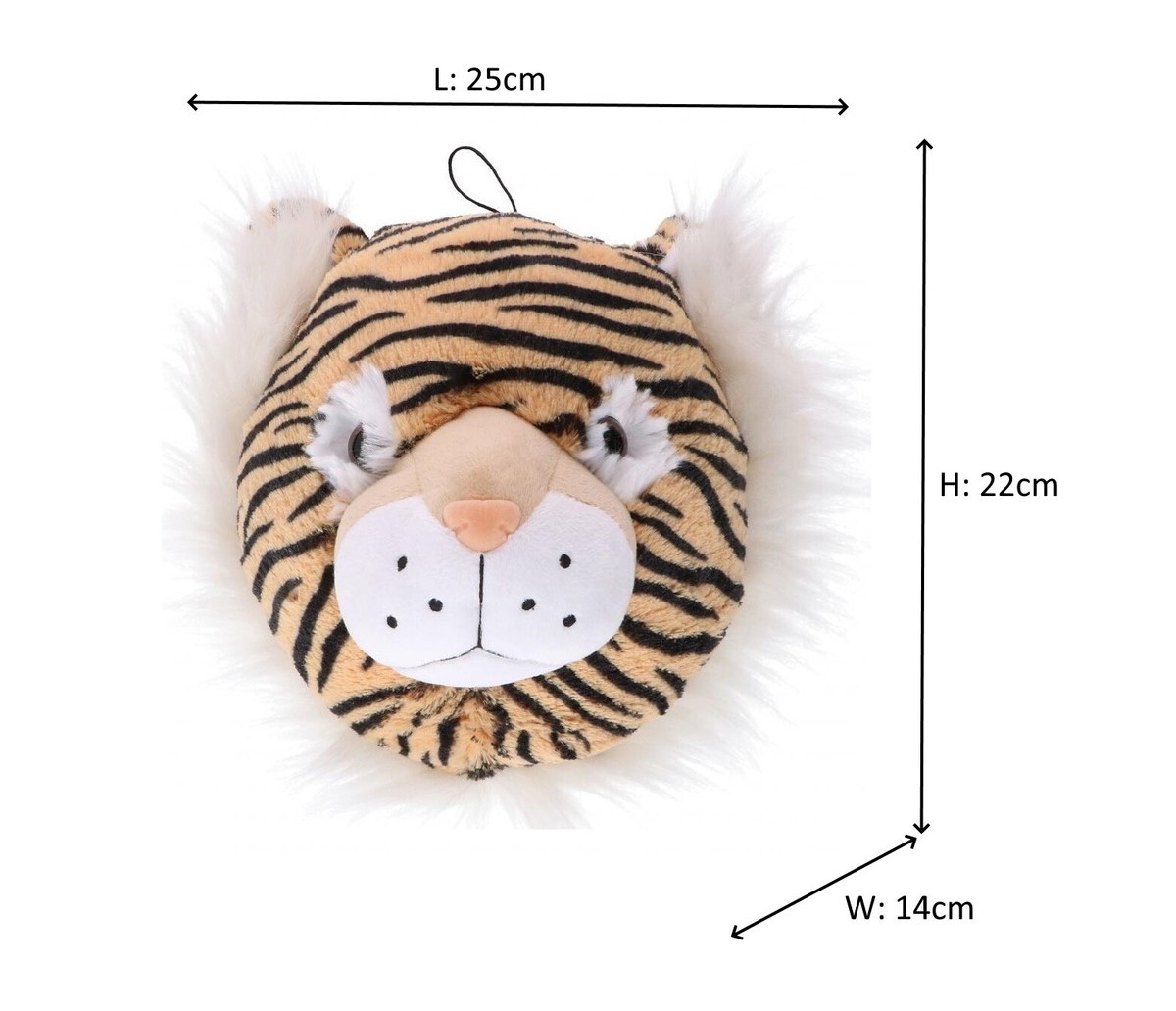 Pluche dierenkop tijger wanddecoratie ornament hangend knuffeldier kinderkamer speelgoed cadeau 3D - Afbeelding 2